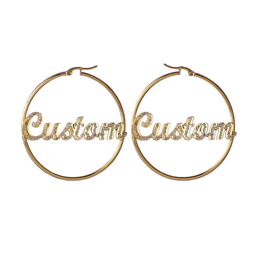 The Essential Hoop Name Earrings: Sparkling