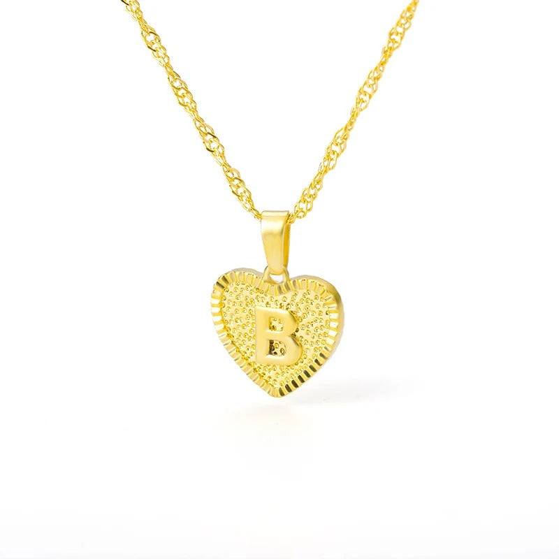 Heart initial necklace