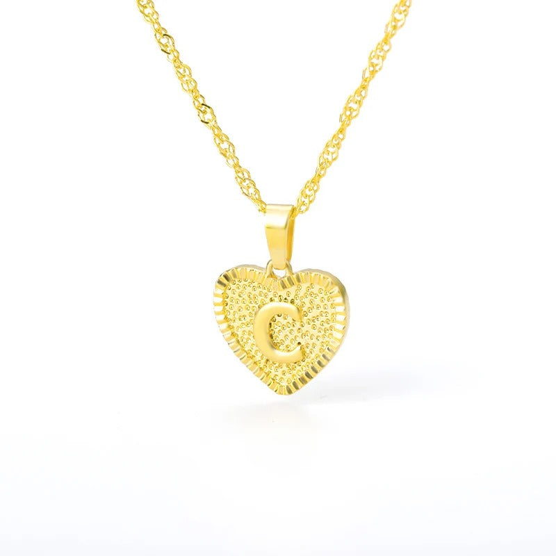 Heart initial necklace