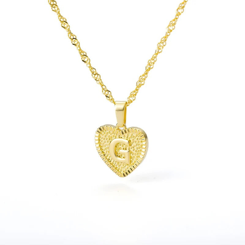 Heart initial necklace