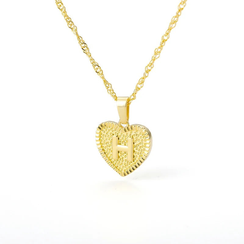 Heart initial necklace