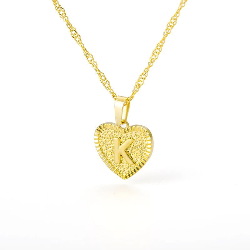 Heart initial necklace