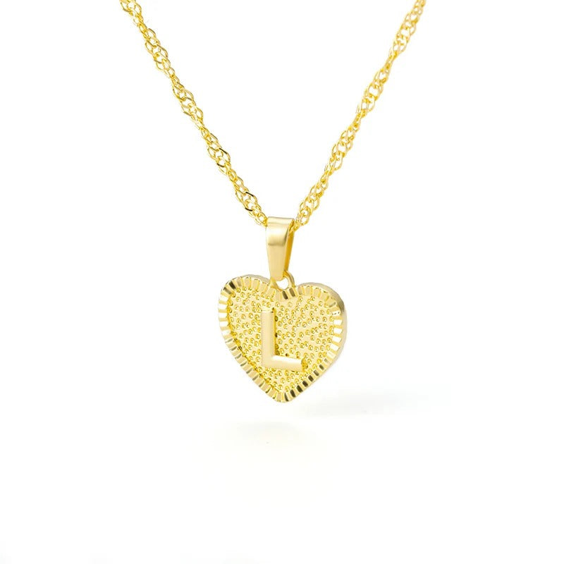 Heart initial necklace