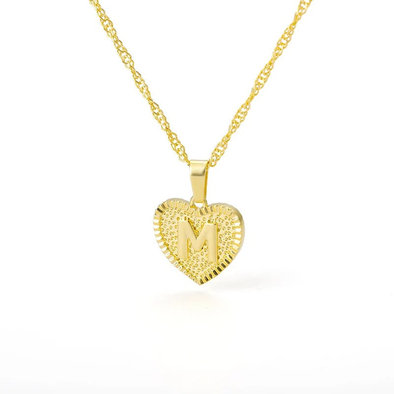 Heart initial necklace