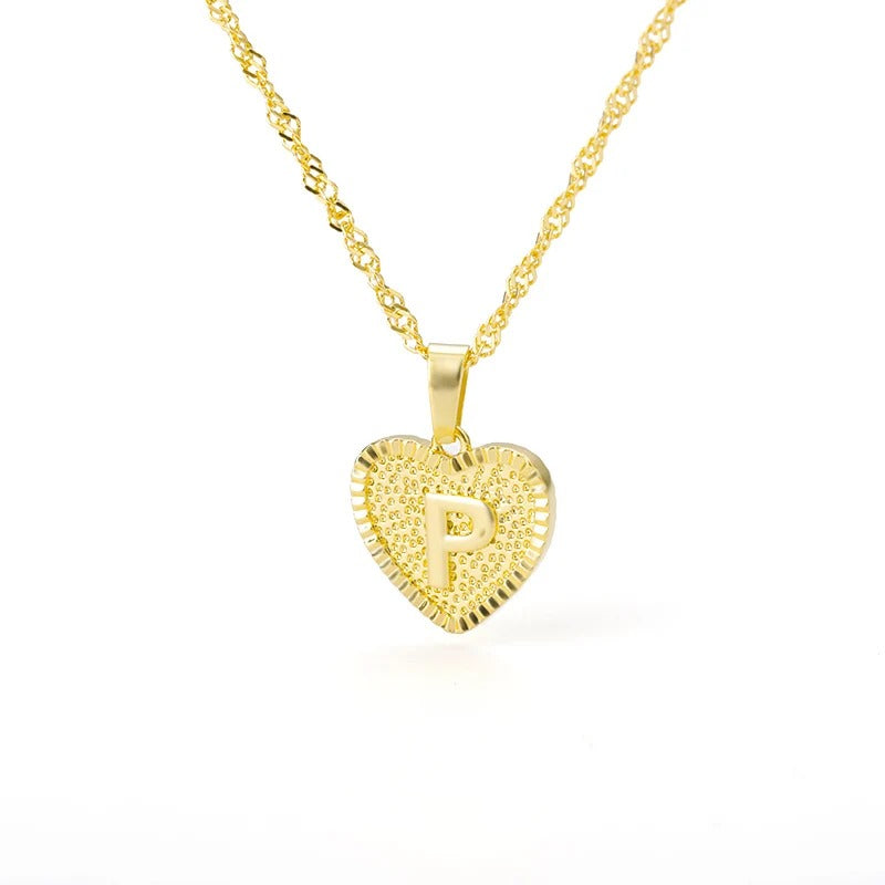Heart initial necklace