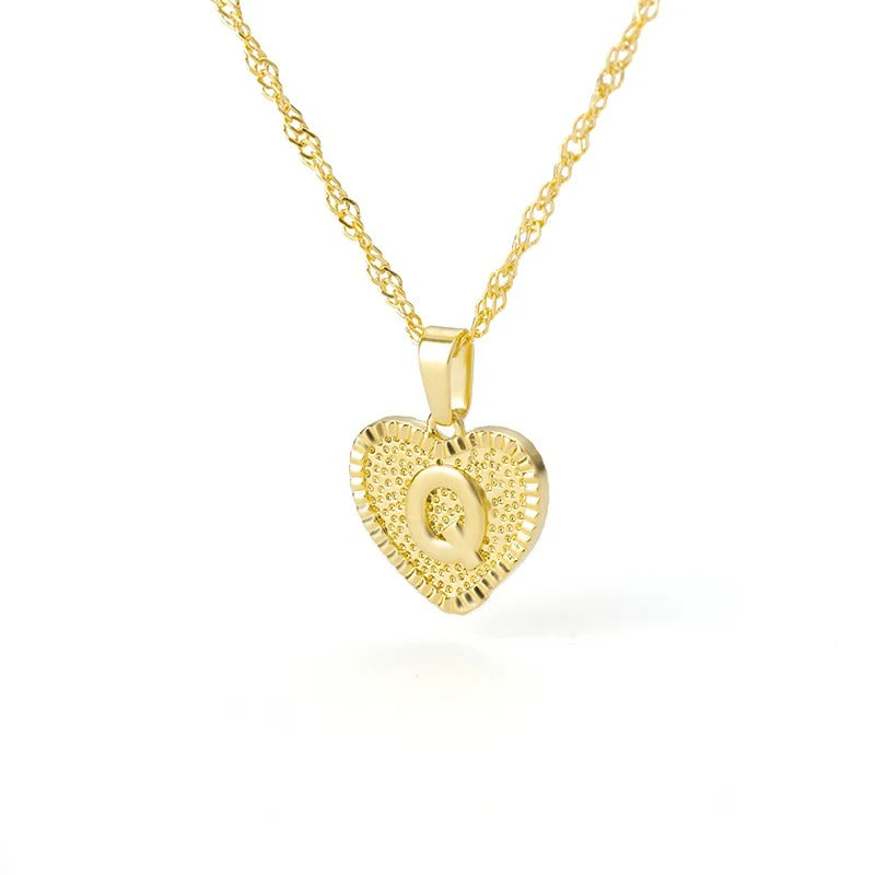 Heart initial necklace