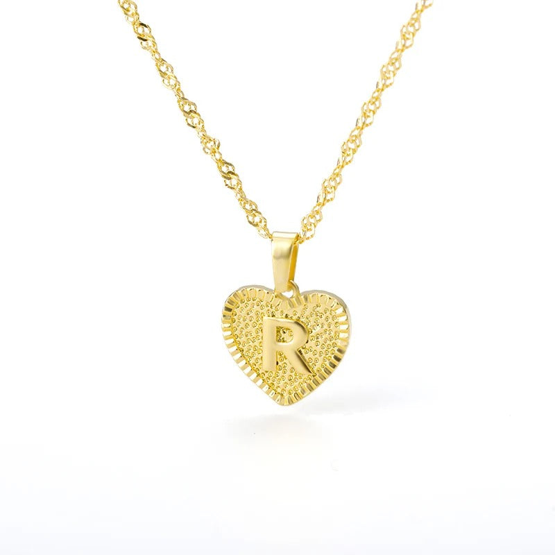 Heart initial necklace