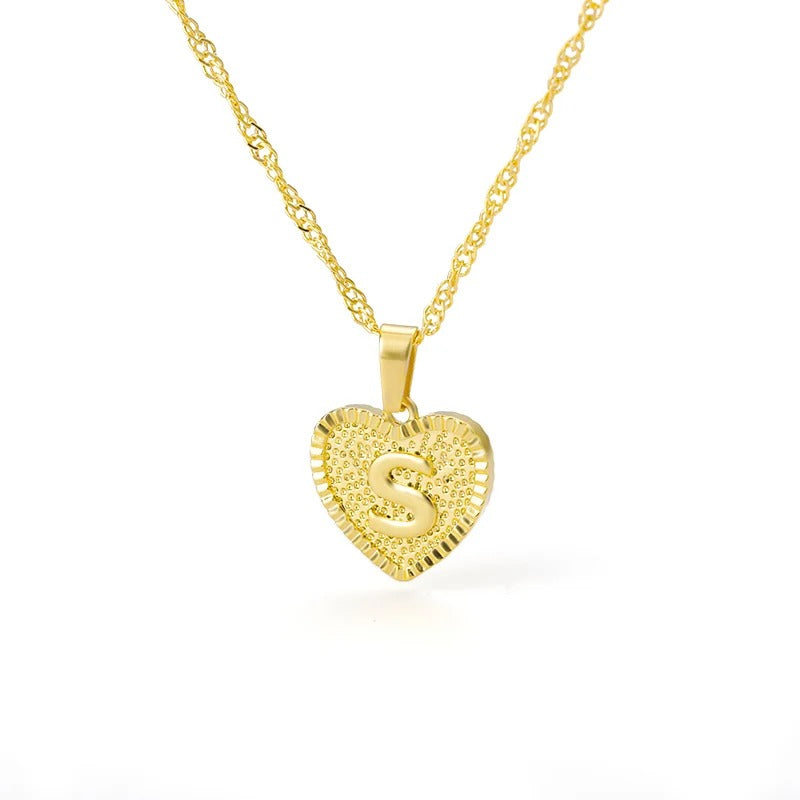 Heart initial necklace