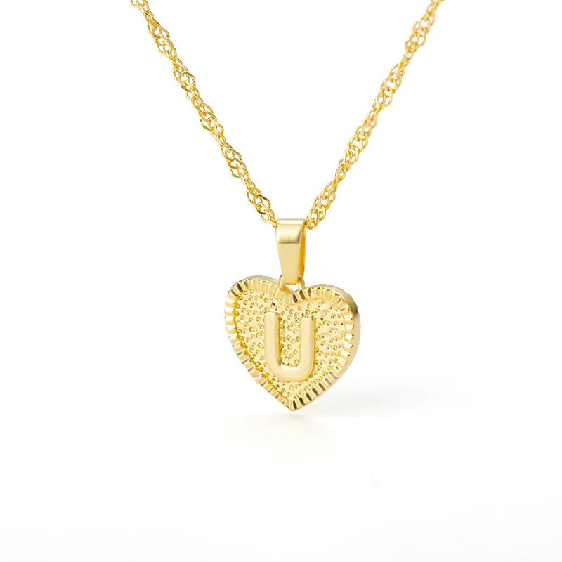 Heart initial necklace
