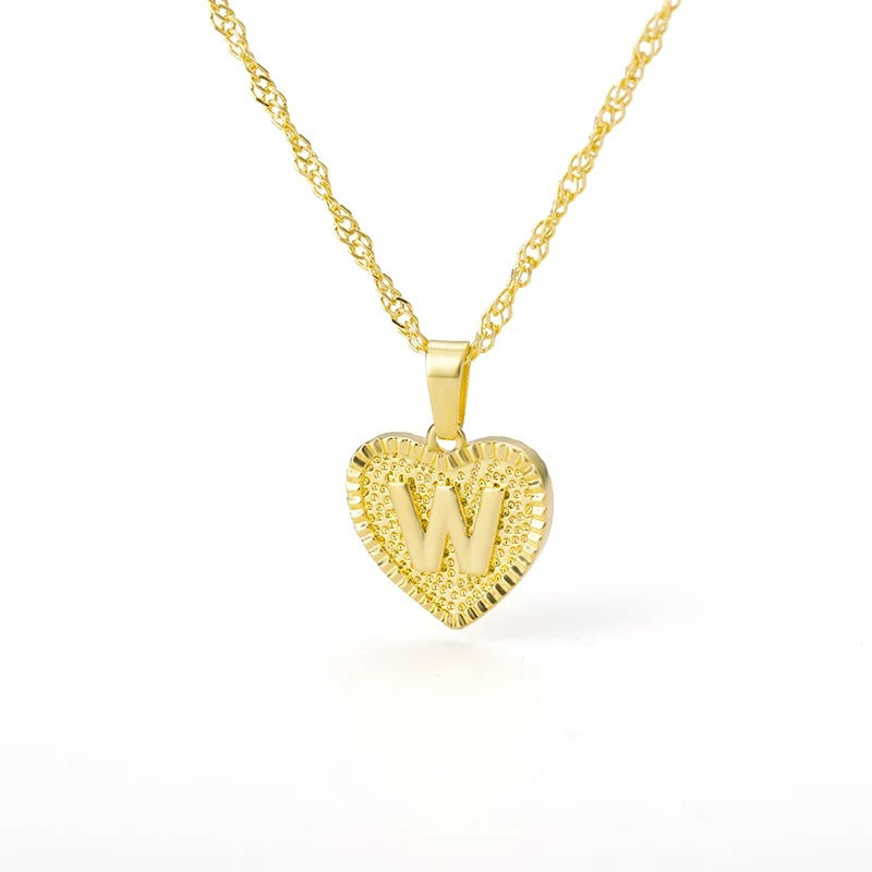 Heart initial necklace