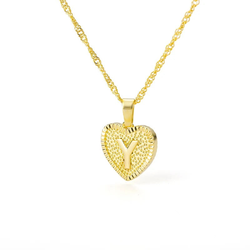 Heart initial necklace