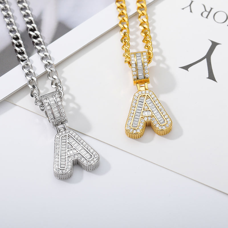 Baguette Initial Necklace (Gold)