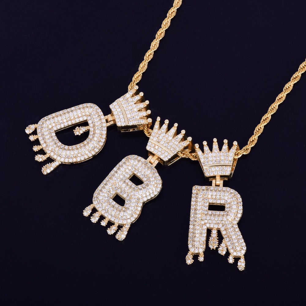 Drip initial necklace