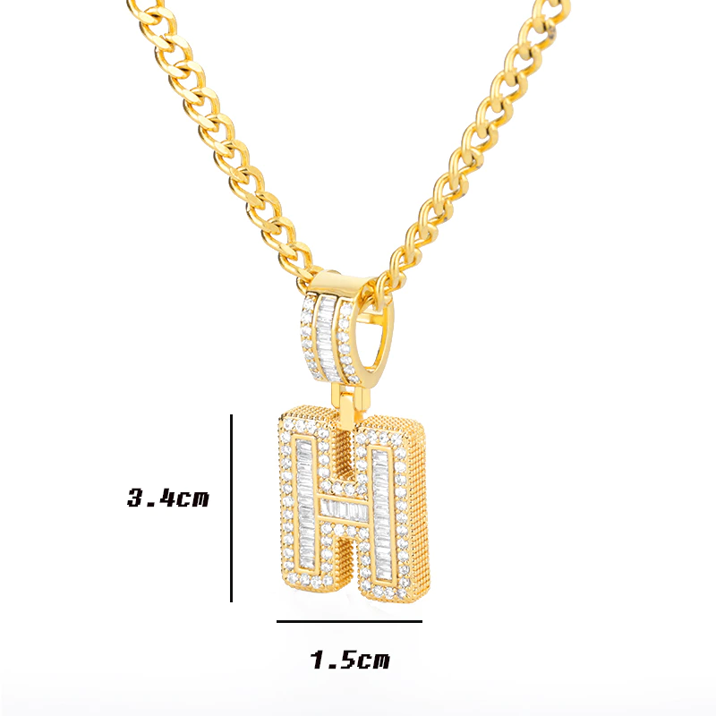 Baguette Initial necklace (Gold)