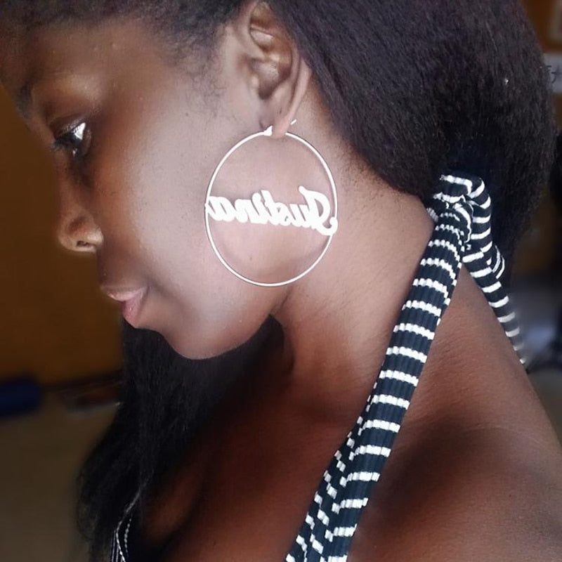 Custom name hoop earrings is a custom jewelry item with fast reliable shipping