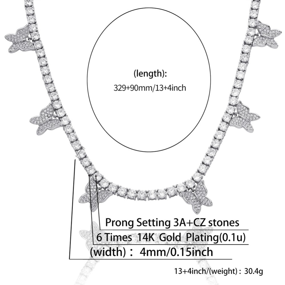 Butterfly tennis chain 4mm is a custom jewelry item with fast reliable shipping